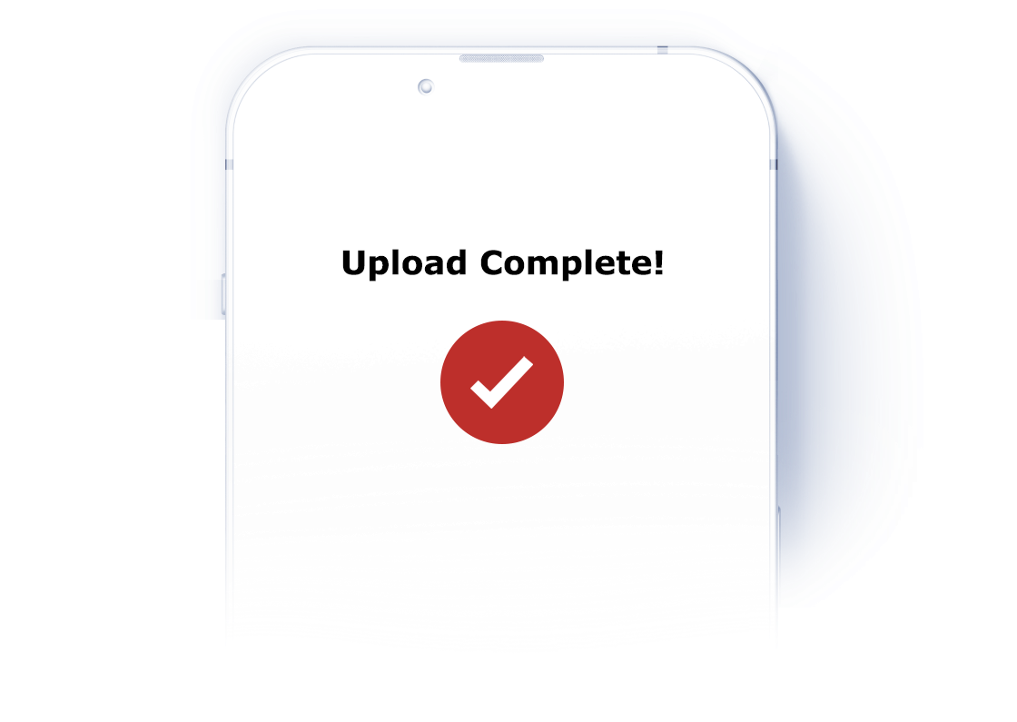 Upload Complete phone graphic